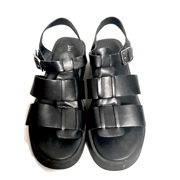 Indigo Rd Faux Leather Chunky Fisherman Platform Open Toe Black Sandals Women 11 - Picture 3 of 7